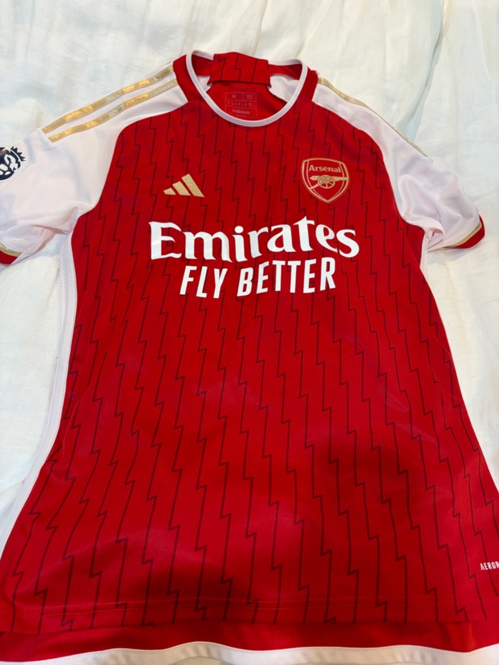 adidas Arsenal adult Red and White Home Jersey with Gold Accents